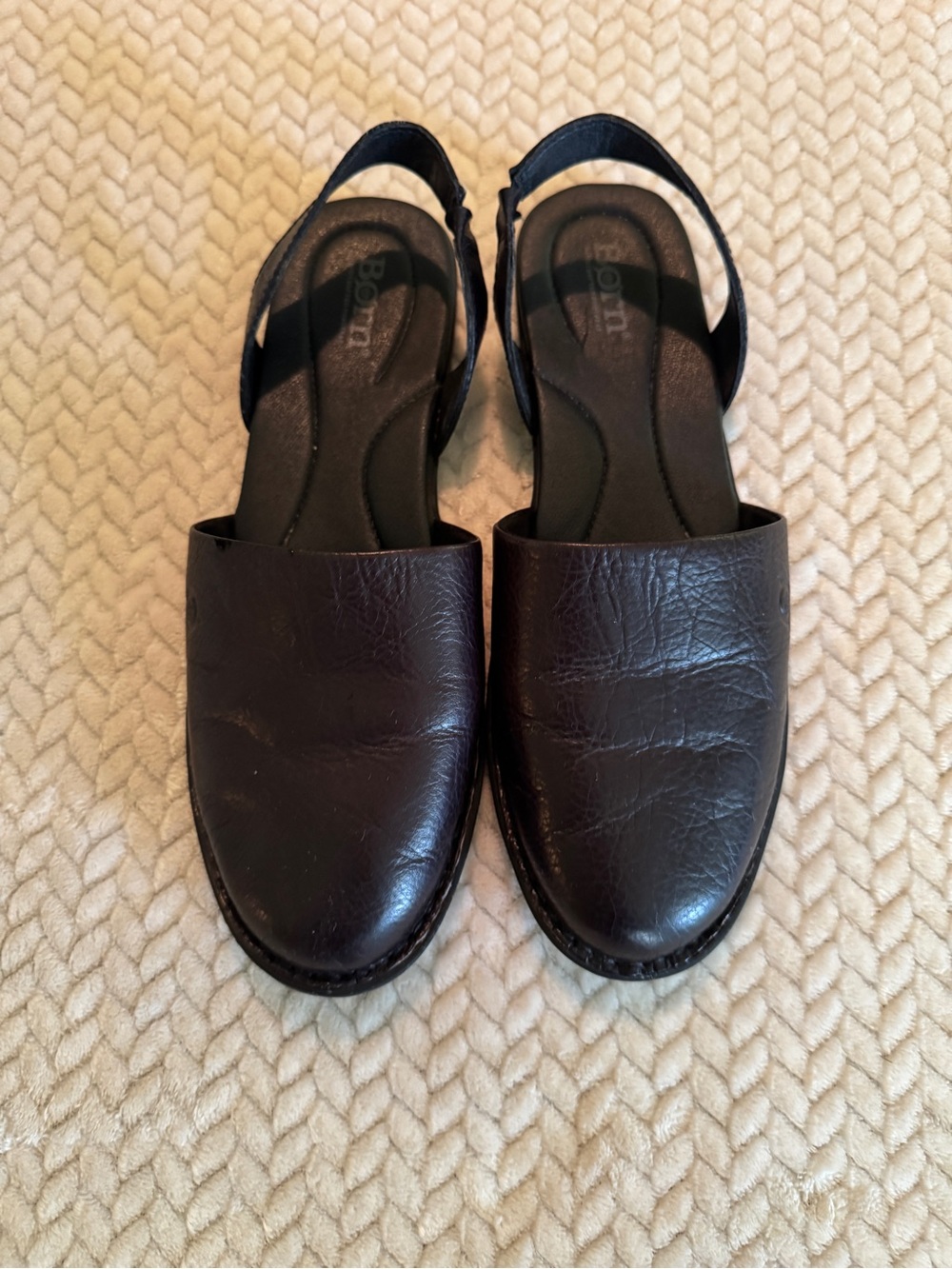 Born Black Leather Slingback Mules Size 9